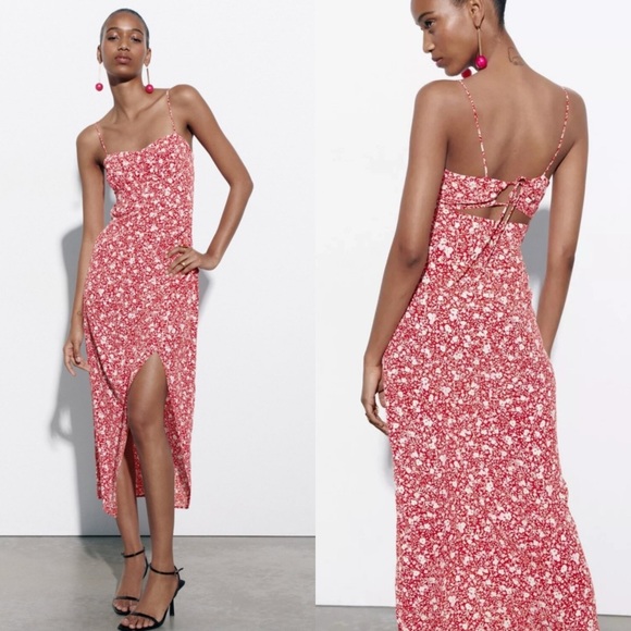 Zara Dresses & Skirts - Zara Red Floral Maxi dress